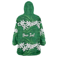 Personalised Cook Islands Rarotonga Wearable Blanket Hoodie Tiare Maori Polynesian Waves Tattoo LT14 - Polynesian Pride