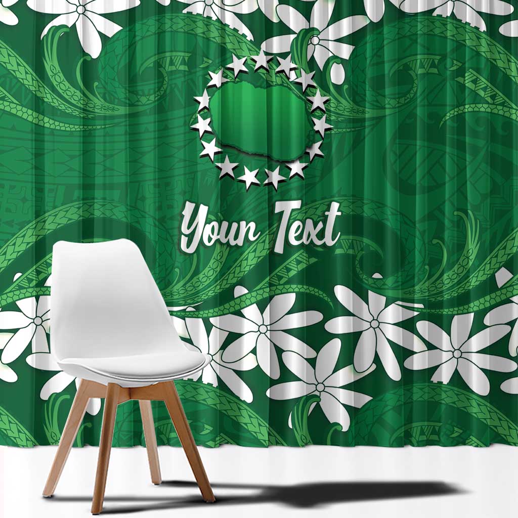Personalised Cook Islands Rarotonga Window Curtain Tiare Maori Polynesian Waves Tattoo