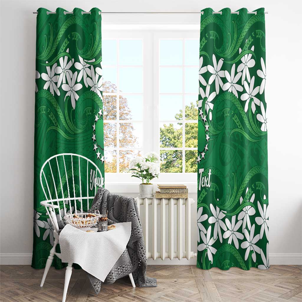 Personalised Cook Islands Rarotonga Window Curtain Tiare Maori Polynesian Waves Tattoo