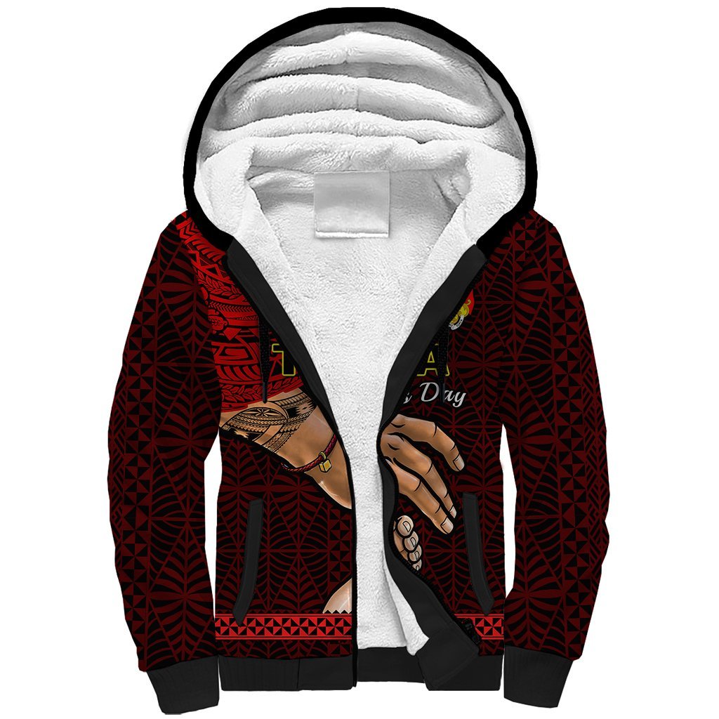 Tonga Fathers Day Sherpa Hoodie Black Tongan Ngatu I Love You Dad LT14 Unisex Black - Polynesian Pride