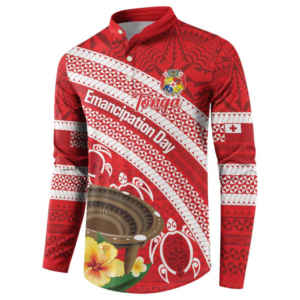 Kingdom Of Tonga Emancipation Day Button Sweatshirt Tongan Ngatu With Kumete Red LT14 - Polynesian Pride