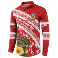 Kingdom Of Tonga Emancipation Day Button Sweatshirt Tongan Ngatu With Kumete Red LT14 - Polynesian Pride