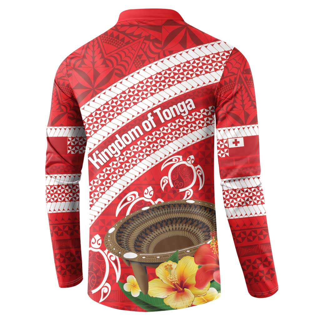 Kingdom Of Tonga Emancipation Day Button Sweatshirt Tongan Ngatu With Kumete Red LT14 - Polynesian Pride