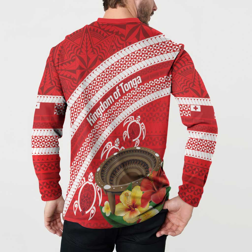 Kingdom Of Tonga Emancipation Day Button Sweatshirt Tongan Ngatu With Kumete Red LT14 - Polynesian Pride