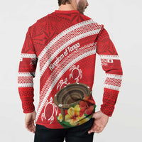 Kingdom Of Tonga Emancipation Day Button Sweatshirt Tongan Ngatu With Kumete Red LT14 - Polynesian Pride