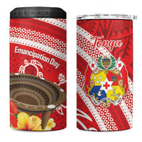 Kingdom Of Tonga Emancipation Day 4 in 1 Can Cooler Tumbler Tongan Ngatu With Kumete Red LT14 One Size: 16 oz Red - Polynesian Pride