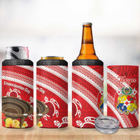 Kingdom Of Tonga Emancipation Day 4 in 1 Can Cooler Tumbler Tongan Ngatu With Kumete Red LT14 - Polynesian Pride