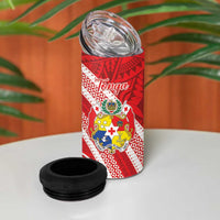 Kingdom Of Tonga Emancipation Day 4 in 1 Can Cooler Tumbler Tongan Ngatu With Kumete Red LT14 - Polynesian Pride