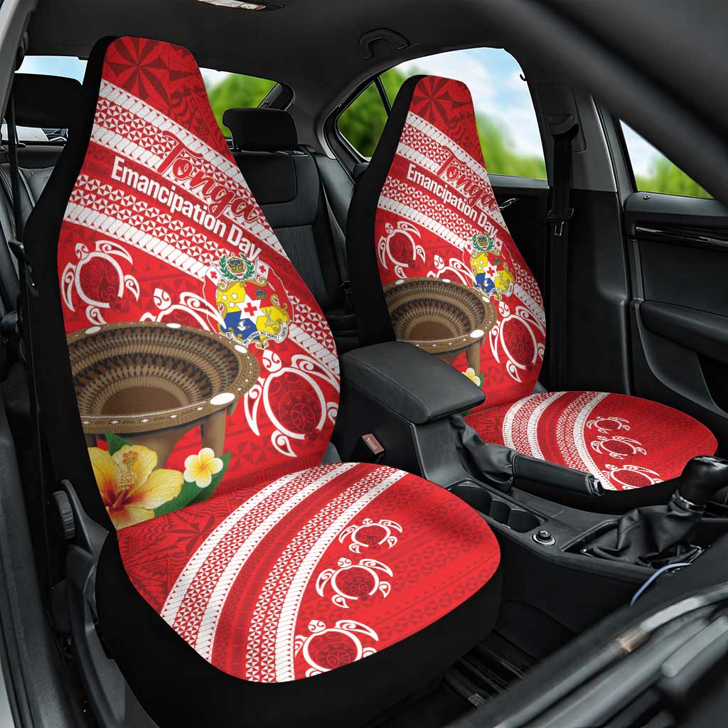 Kingdom Of Tonga Emancipation Day Car Seat Cover Tongan Ngatu With Kumete Red LT14 One Size Red - Polynesian Pride