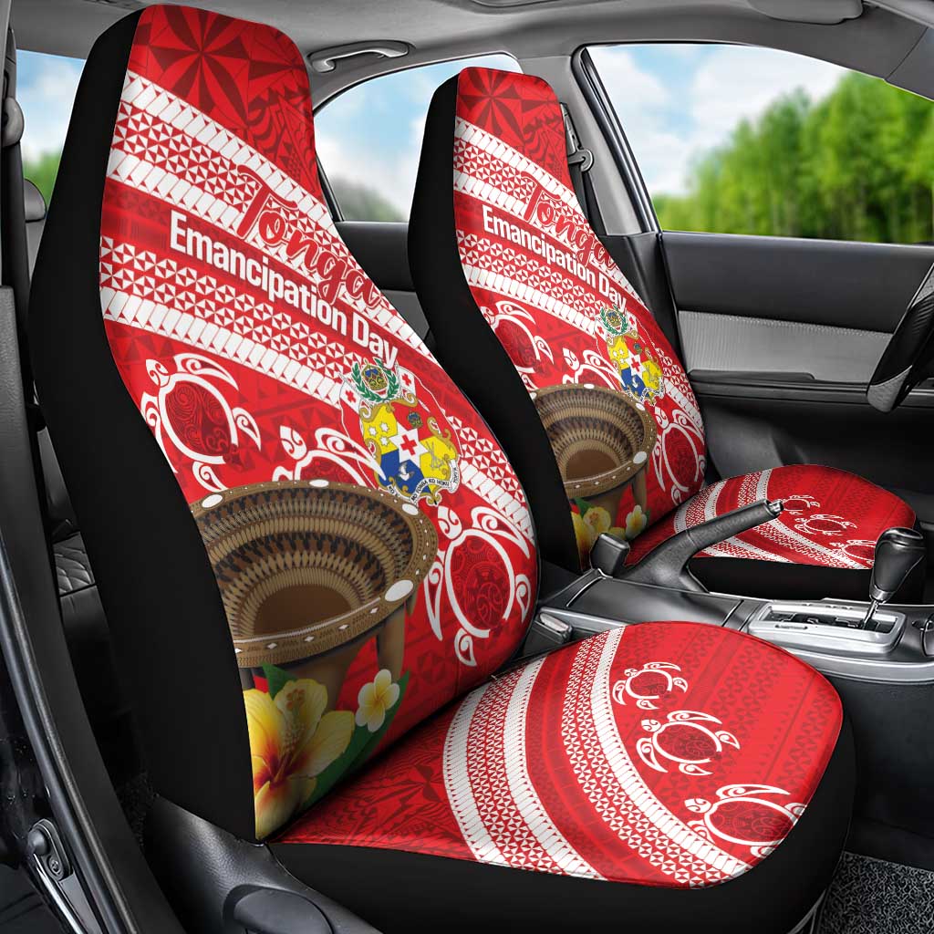Kingdom Of Tonga Emancipation Day Car Seat Cover Tongan Ngatu With Kumete Red LT14 - Polynesian Pride