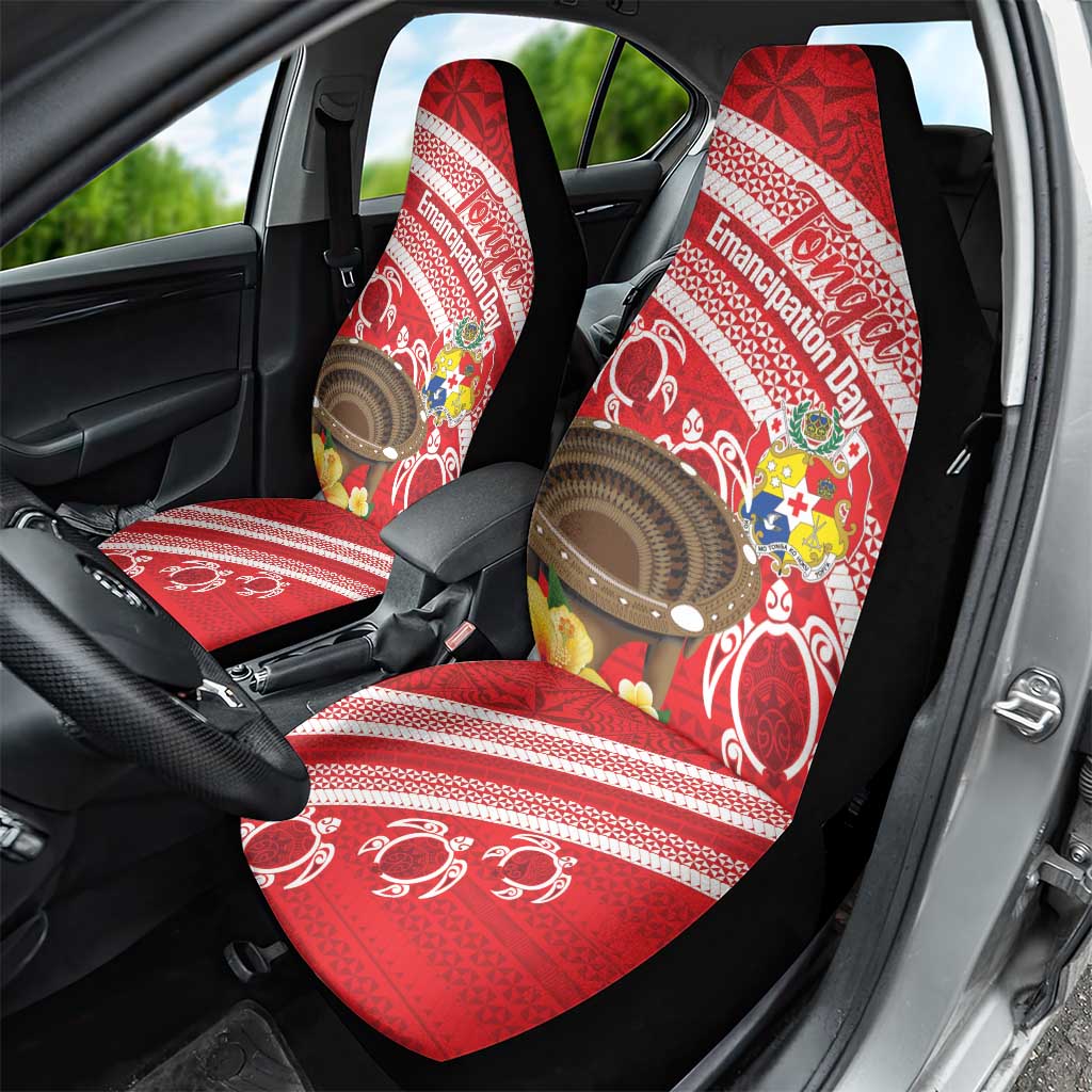 Kingdom Of Tonga Emancipation Day Car Seat Cover Tongan Ngatu With Kumete Red LT14 - Polynesian Pride