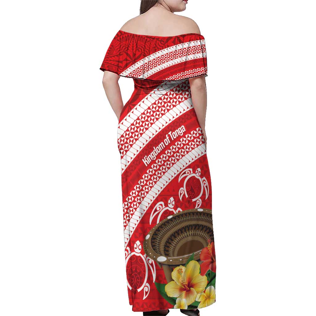 Kingdom Of Tonga Emancipation Day Family Matching Off Shoulder Maxi Dress and Hawaiian Shirt Tongan Ngatu With Kumete Red LT14 - Polynesian Pride