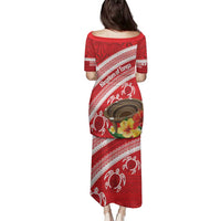 Kingdom Of Tonga Emancipation Day Family Matching Puletasi and Hawaiian Shirt Tongan Ngatu With Kumete Red LT14 - Polynesian Pride