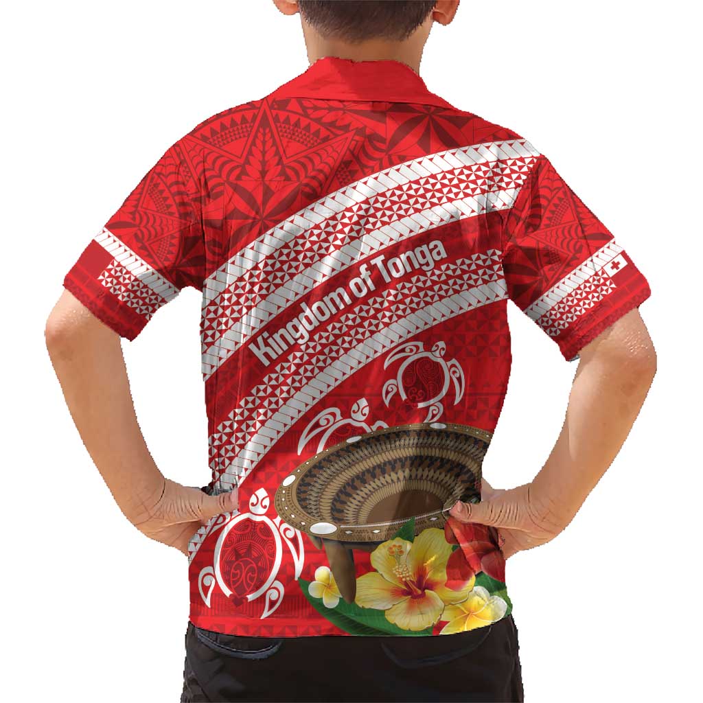 Kingdom Of Tonga Emancipation Day Family Matching Short Sleeve Bodycon Dress and Hawaiian Shirt Tongan Ngatu With Kumete Red LT14 - Polynesian Pride