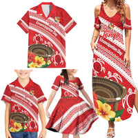 Kingdom Of Tonga Emancipation Day Family Matching Summer Maxi Dress and Hawaiian Shirt Tongan Ngatu With Kumete Red LT14 - Polynesian Pride