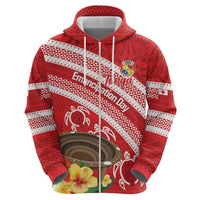 Kingdom Of Tonga Emancipation Day Hoodie Tongan Ngatu With Kumete Red LT14 - Polynesian Pride