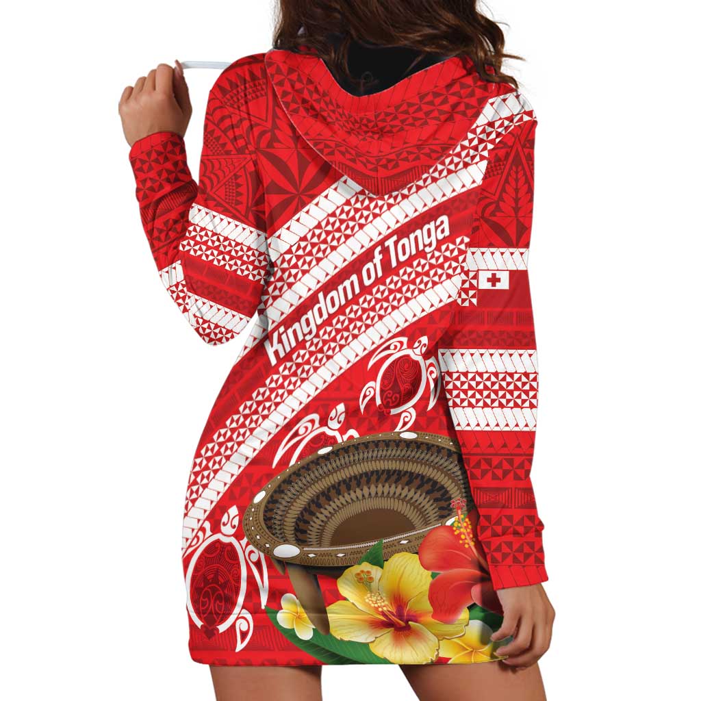 Kingdom Of Tonga Emancipation Day Hoodie Dress Tongan Ngatu With Kumete Red LT14 - Polynesian Pride