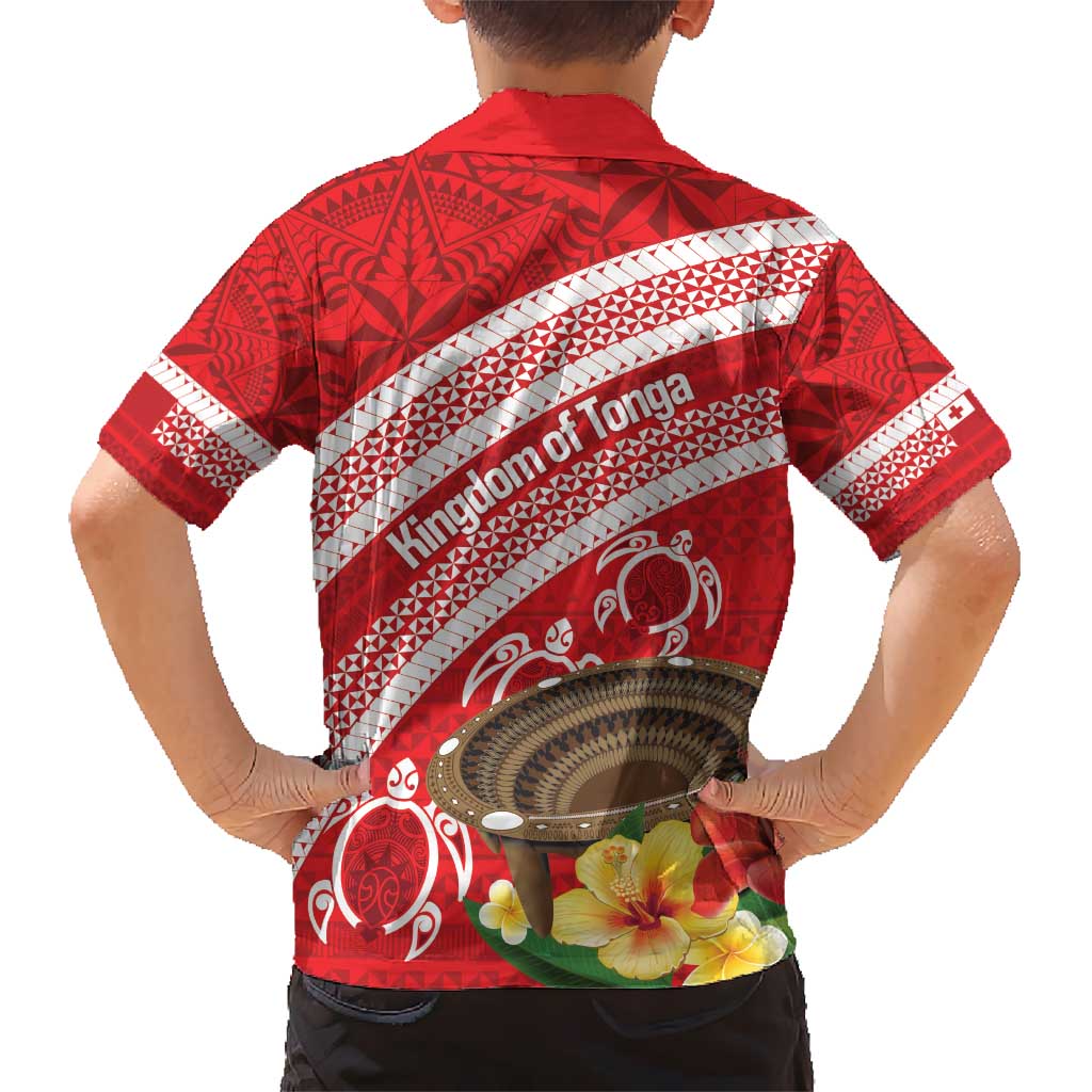 Kingdom Of Tonga Emancipation Day Kid Hawaiian Shirt Tongan Ngatu With Kumete Red LT14 - Polynesian Pride