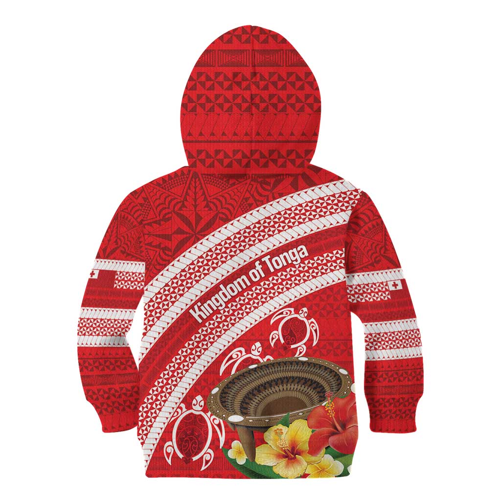 Kingdom Of Tonga Emancipation Day Kid Hoodie Tongan Ngatu With Kumete Red LT14 - Polynesian Pride