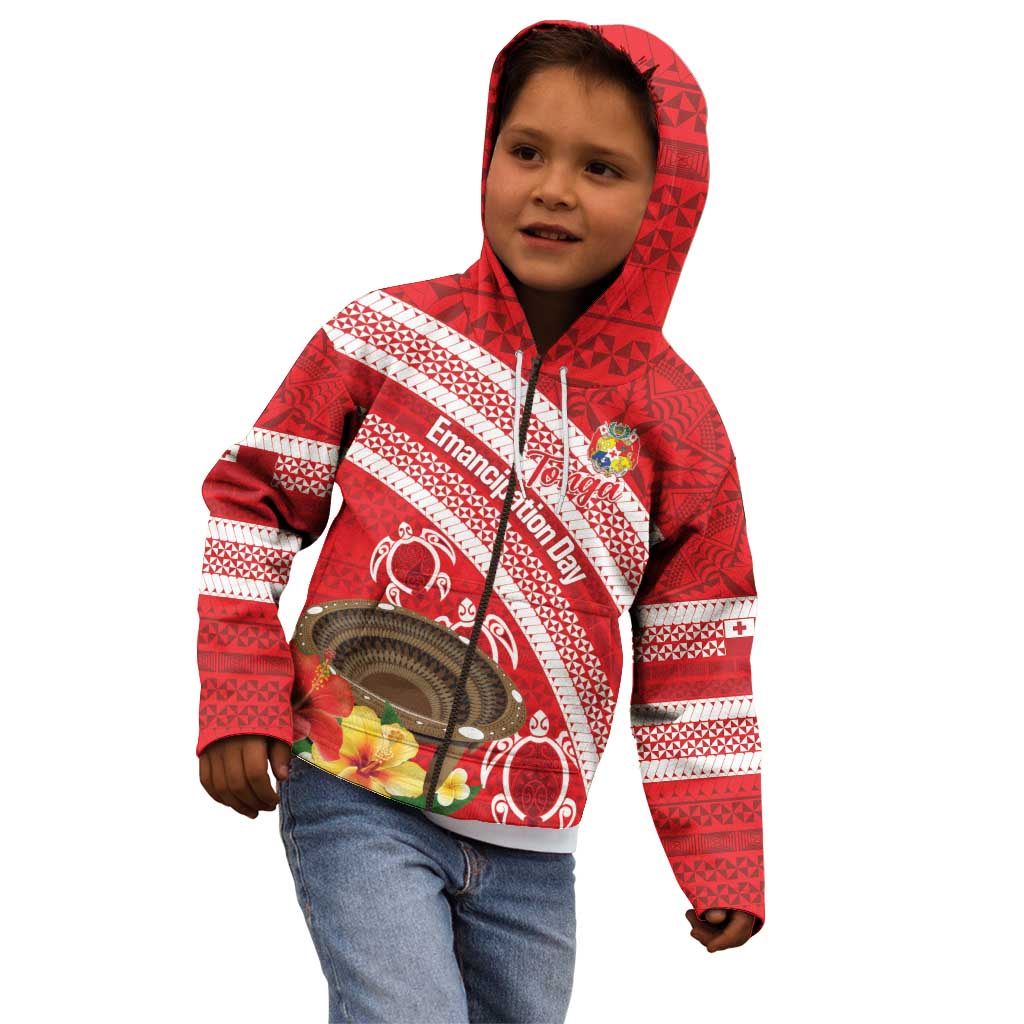 Kingdom Of Tonga Emancipation Day Kid Hoodie Tongan Ngatu With Kumete Red LT14 - Polynesian Pride