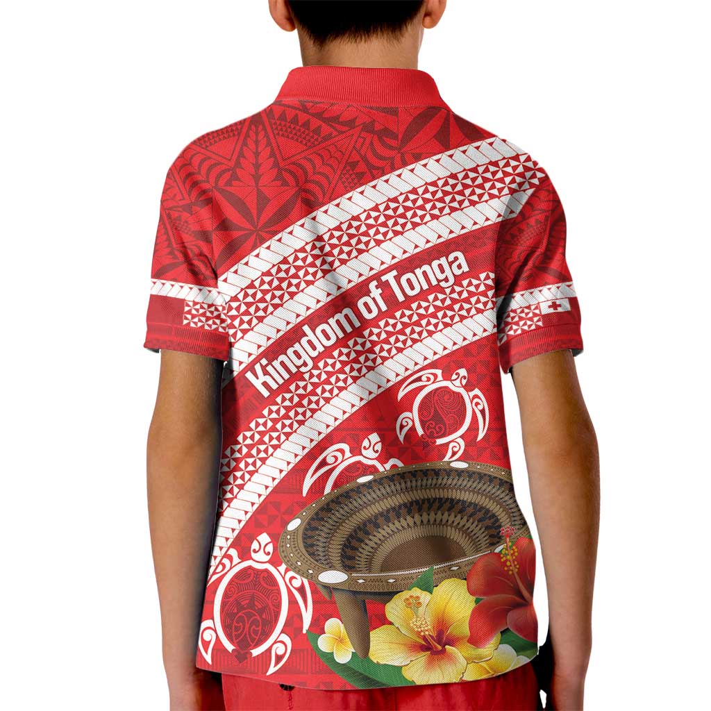 Kingdom Of Tonga Emancipation Day Kid Polo Shirt Tongan Ngatu With Kumete Red LT14 - Polynesian Pride