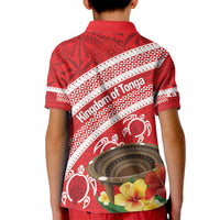 Kingdom Of Tonga Emancipation Day Kid Polo Shirt Tongan Ngatu With Kumete Red LT14 - Polynesian Pride