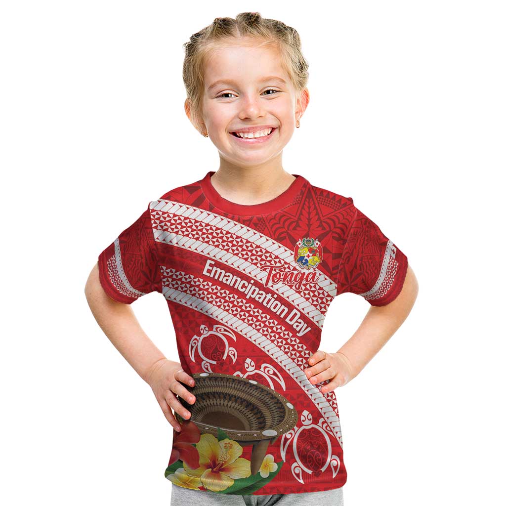 Kingdom Of Tonga Emancipation Day Kid T Shirt Tongan Ngatu With Kumete Red LT14 Red - Polynesian Pride