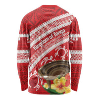 Kingdom Of Tonga Emancipation Day Long Sleeve Shirt Tongan Ngatu With Kumete Red LT14 - Polynesian Pride