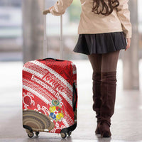 Kingdom Of Tonga Emancipation Day Luggage Cover Tongan Ngatu With Kumete Red LT14 - Polynesian Pride