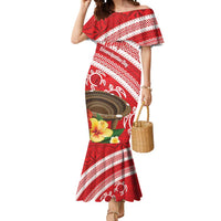 Kingdom Of Tonga Emancipation Day Mermaid Dress Tongan Ngatu With Kumete Red LT14 Women Red - Polynesian Pride