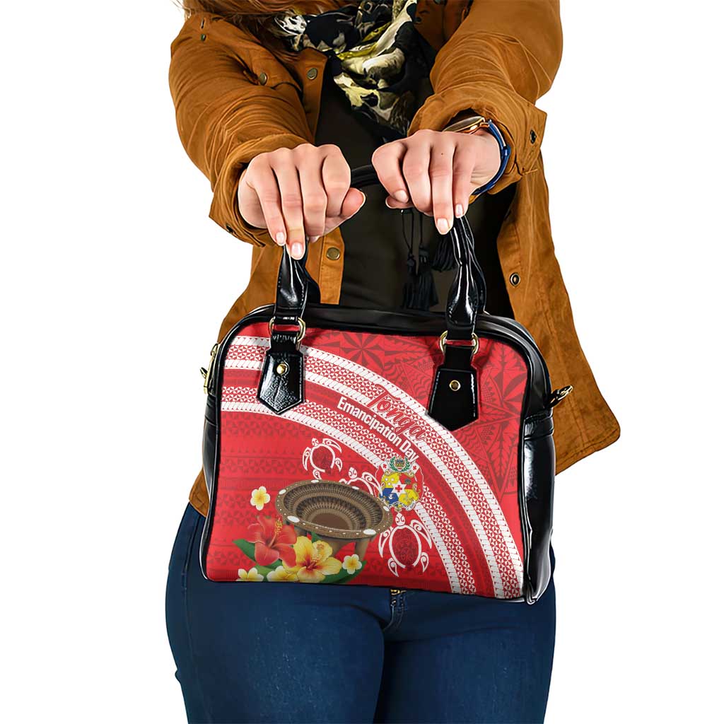 Kingdom Of Tonga Emancipation Day Shoulder Handbag Tongan Ngatu With Kumete Red