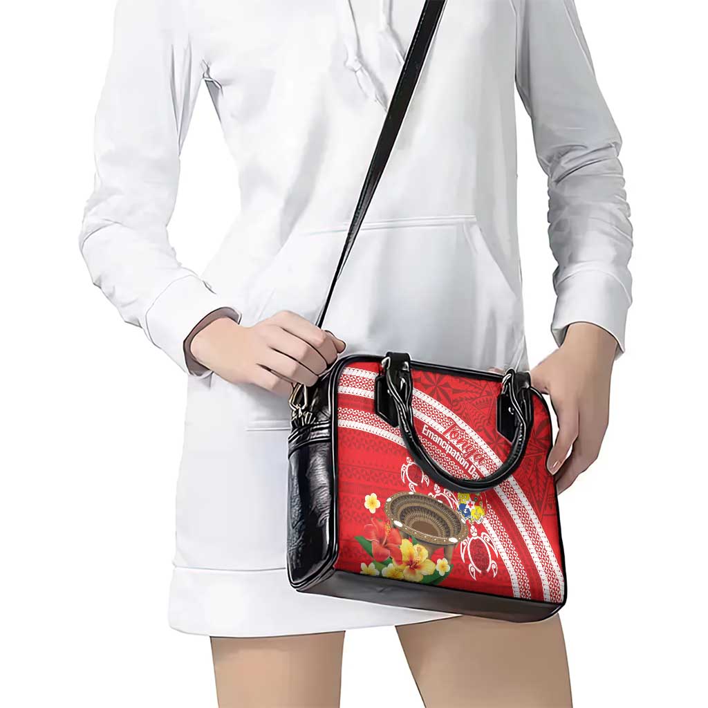 Kingdom Of Tonga Emancipation Day Shoulder Handbag Tongan Ngatu With Kumete Red