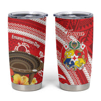 Kingdom Of Tonga Emancipation Day Tumbler Cup Tongan Ngatu With Kumete Red LT14 Red - Polynesian Pride