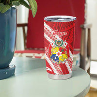 Kingdom Of Tonga Emancipation Day Tumbler Cup Tongan Ngatu With Kumete Red LT14 - Polynesian Pride