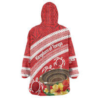 Kingdom Of Tonga Emancipation Day Wearable Blanket Hoodie Tongan Ngatu With Kumete Red LT14 - Polynesian Pride