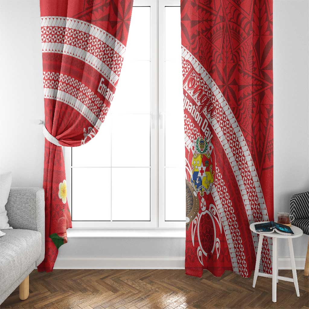 Kingdom Of Tonga Emancipation Day Window Curtain Tongan Ngatu With Kumete Red