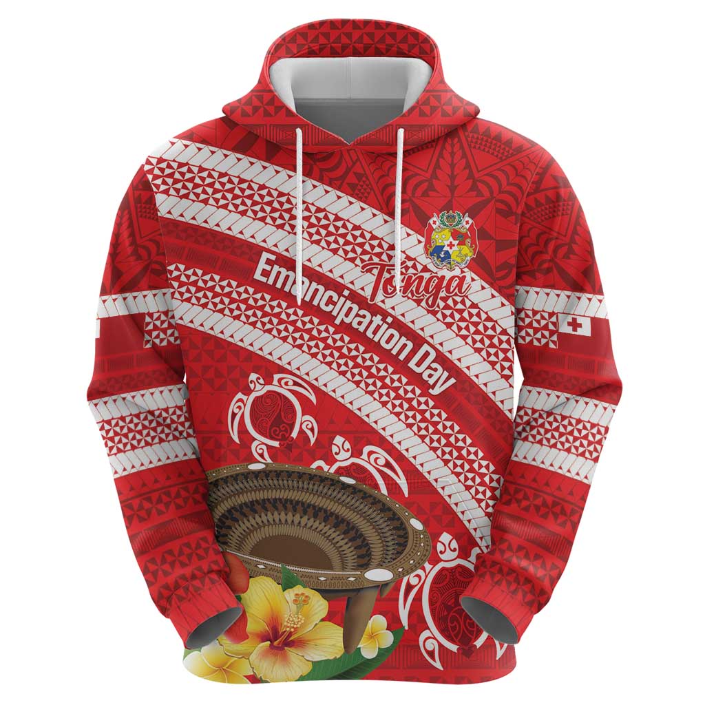 Kingdom Of Tonga Emancipation Day Zip Hoodie Tongan Ngatu With Kumete Red LT14 - Polynesian Pride