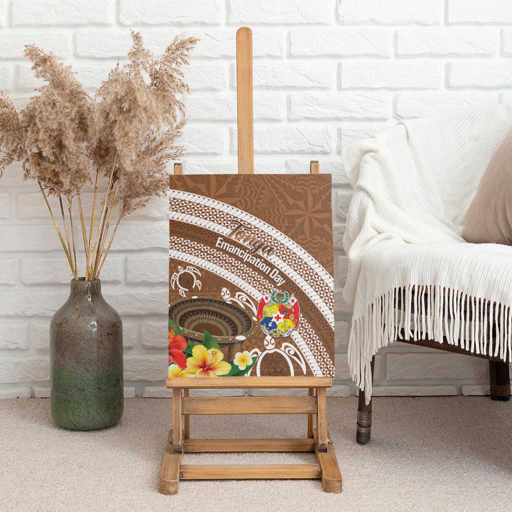 Kingdom Of Tonga Emancipation Day Canvas Wall Art Tongan Ngatu With Kumete Brown