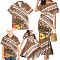 Kingdom Of Tonga Emancipation Day Family Matching Mermaid Dress and Hawaiian Shirt Tongan Ngatu With Kumete Brown LT14 - Polynesian Pride