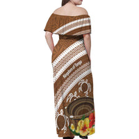 Kingdom Of Tonga Emancipation Day Family Matching Off Shoulder Maxi Dress and Hawaiian Shirt Tongan Ngatu With Kumete Brown LT14 - Polynesian Pride