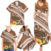 Kingdom Of Tonga Emancipation Day Family Matching Summer Maxi Dress and Hawaiian Shirt Tongan Ngatu With Kumete Brown LT14 - Polynesian Pride