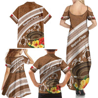 Kingdom Of Tonga Emancipation Day Family Matching Summer Maxi Dress and Hawaiian Shirt Tongan Ngatu With Kumete Brown LT14 - Polynesian Pride