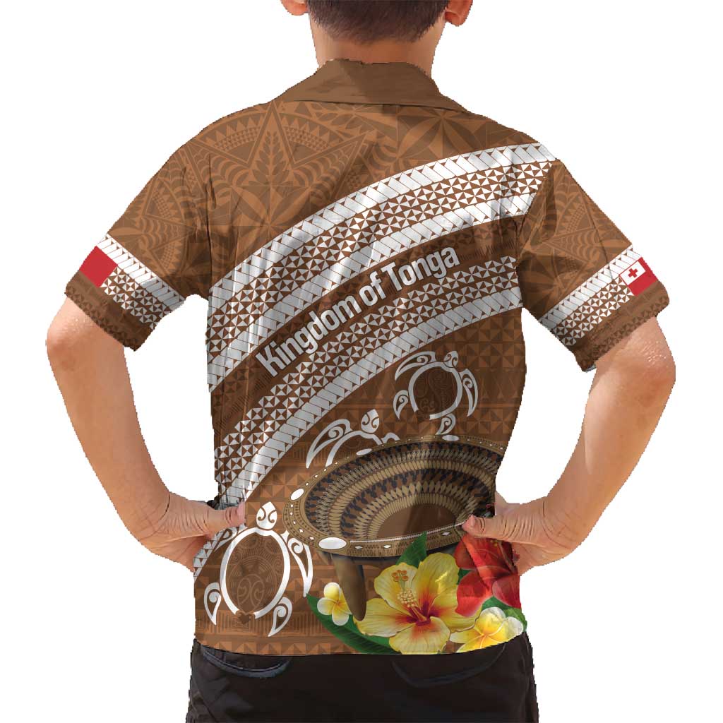 Kingdom Of Tonga Emancipation Day Family Matching Tank Maxi Dress and Hawaiian Shirt Tongan Ngatu With Kumete Brown LT14 - Polynesian Pride
