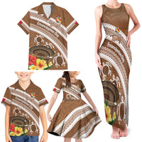 Kingdom Of Tonga Emancipation Day Family Matching Tank Maxi Dress and Hawaiian Shirt Tongan Ngatu With Kumete Brown LT14 - Polynesian Pride