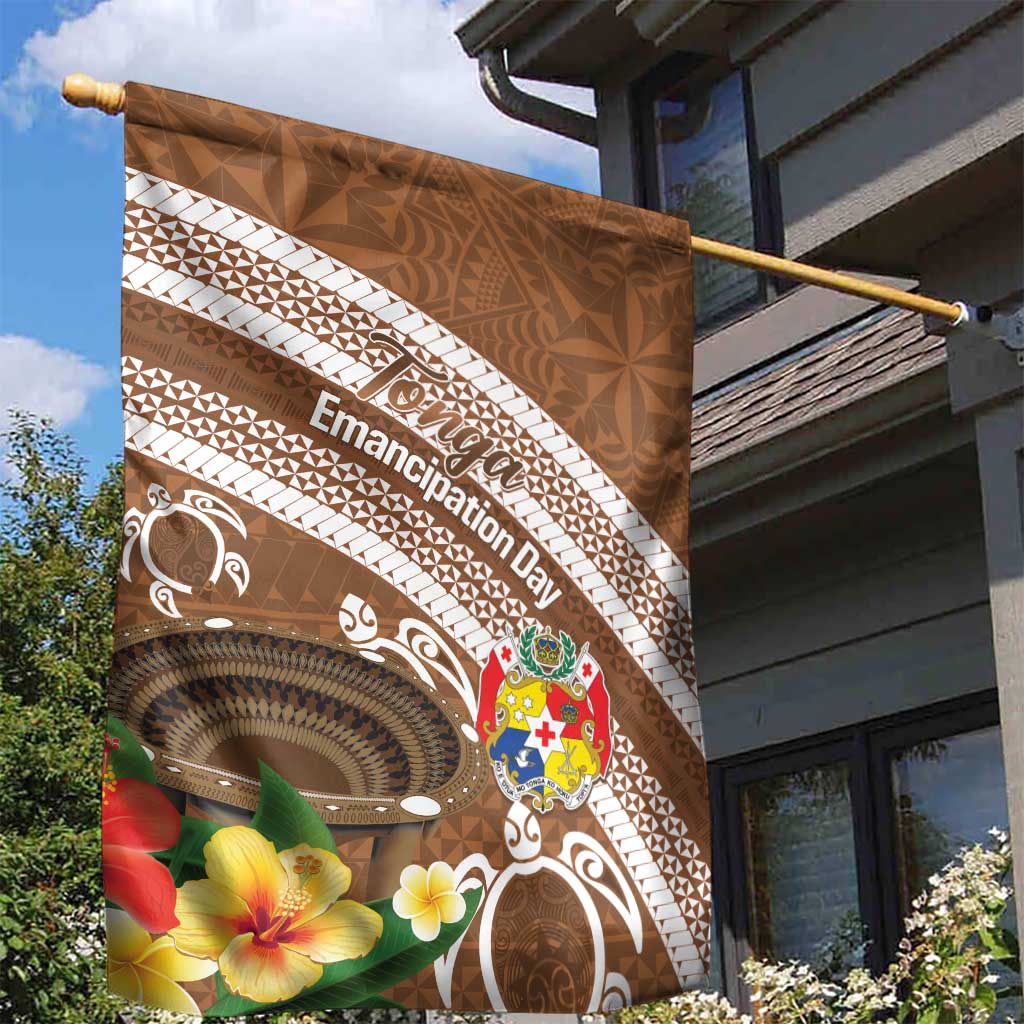 Kingdom Of Tonga Emancipation Day Garden Flag Tongan Ngatu With Kumete Brown LT14 - Polynesian Pride