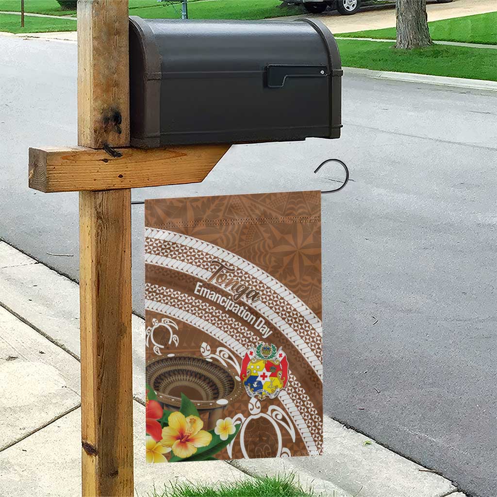Kingdom Of Tonga Emancipation Day Garden Flag Tongan Ngatu With Kumete Brown LT14 - Polynesian Pride