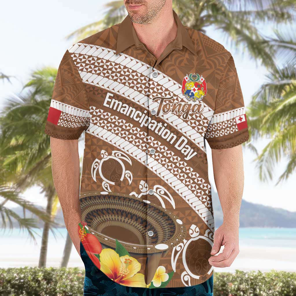 Kingdom Of Tonga Emancipation Day Hawaiian Shirt Tongan Ngatu With Kumete Brown LT14 - Polynesian Pride