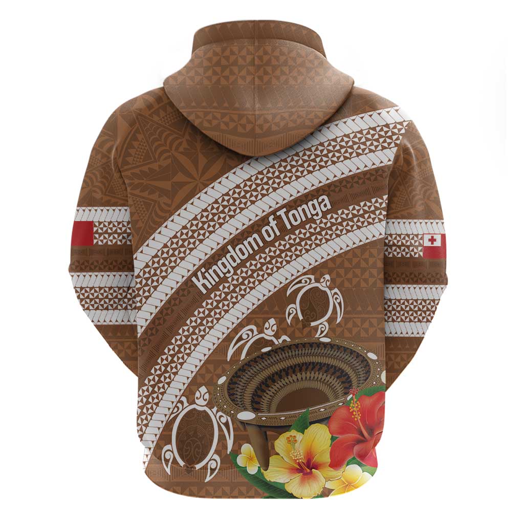 Kingdom Of Tonga Emancipation Day Hoodie Tongan Ngatu With Kumete Brown LT14 - Polynesian Pride