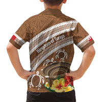 Kingdom Of Tonga Emancipation Day Kid Hawaiian Shirt Tongan Ngatu With Kumete Brown LT14 - Polynesian Pride