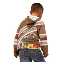 Kingdom Of Tonga Emancipation Day Kid Hoodie Tongan Ngatu With Kumete Brown LT14 - Polynesian Pride
